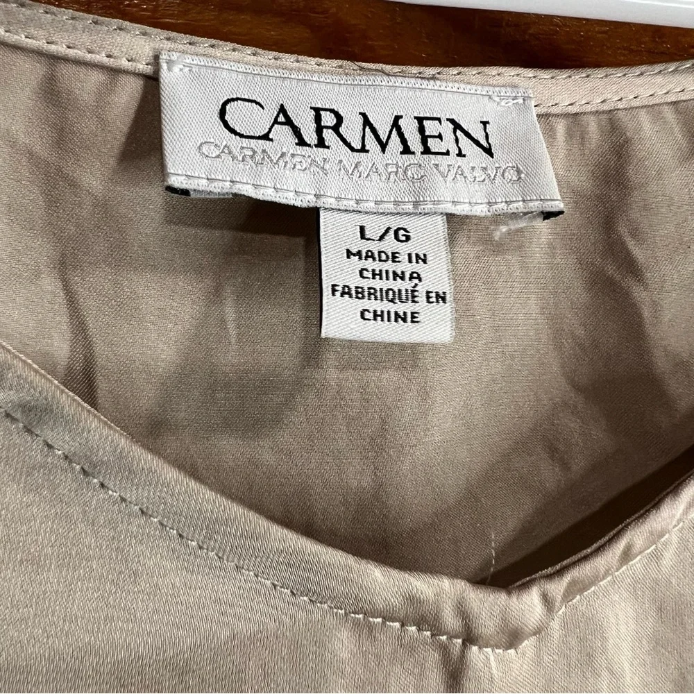 Carmen Marc Valvo Tan Women’s Blouse Large‎ - Picture 2 of 5
